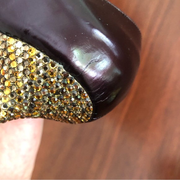 Francesco Secco ombre ,orange ,yellow diamond embellished peep toe pumps sandals - Picture 12 of 17